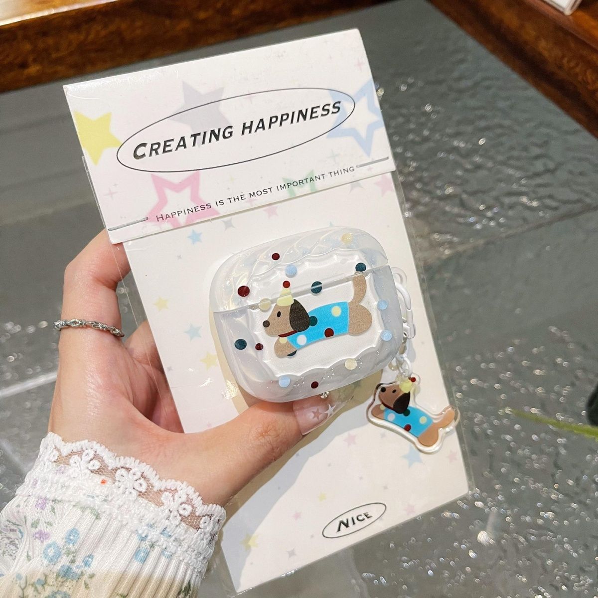 Cute dibujos animados onda punto salchicha perro para Apple Bluetooth auriculares caso airpods 4 auriculares caso pro3 protección