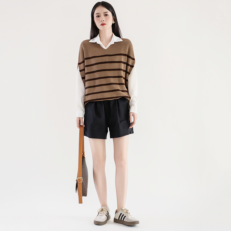 Nuevo estilo coreano Chaleco con cuello en V suéter blogger sentido alta ocultación carne moda casual de punto chaleco suelto ropa exterior de las mujeres image 5