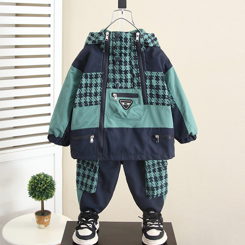 6204 traje de chaqueta para niño 2025 primavera y otoño nuevo estilo ropa para niños abrigo de otoño mono para bebé de dos piezas