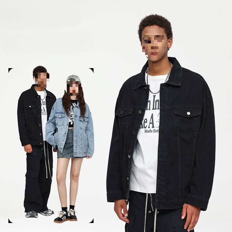 Cross-Border Men's Autumn New Denim Tops Trendy American Retro Denim Jacket Men's Loose Denim