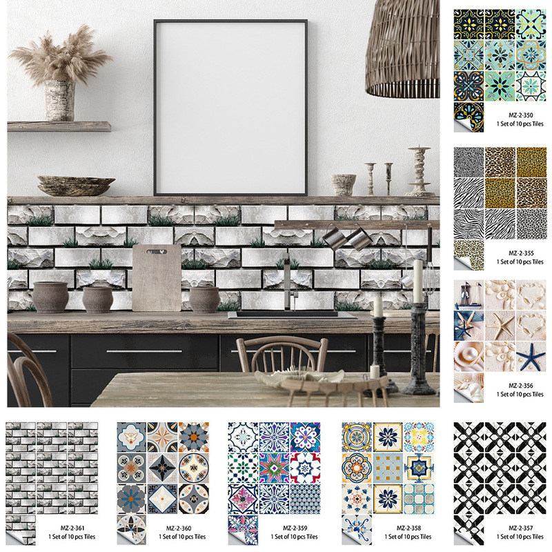 40 retro living room bathroom renovation decorative tiles waterproof self-adhesive tile 10 pieces