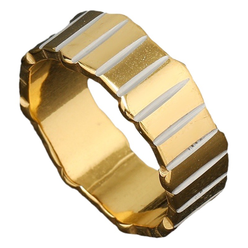 Transfronterizo nuevo anillo de acero inoxidable Corte de moda ondulado borde irregular línea de flor de titanio anillo de acero fabricante Masculino