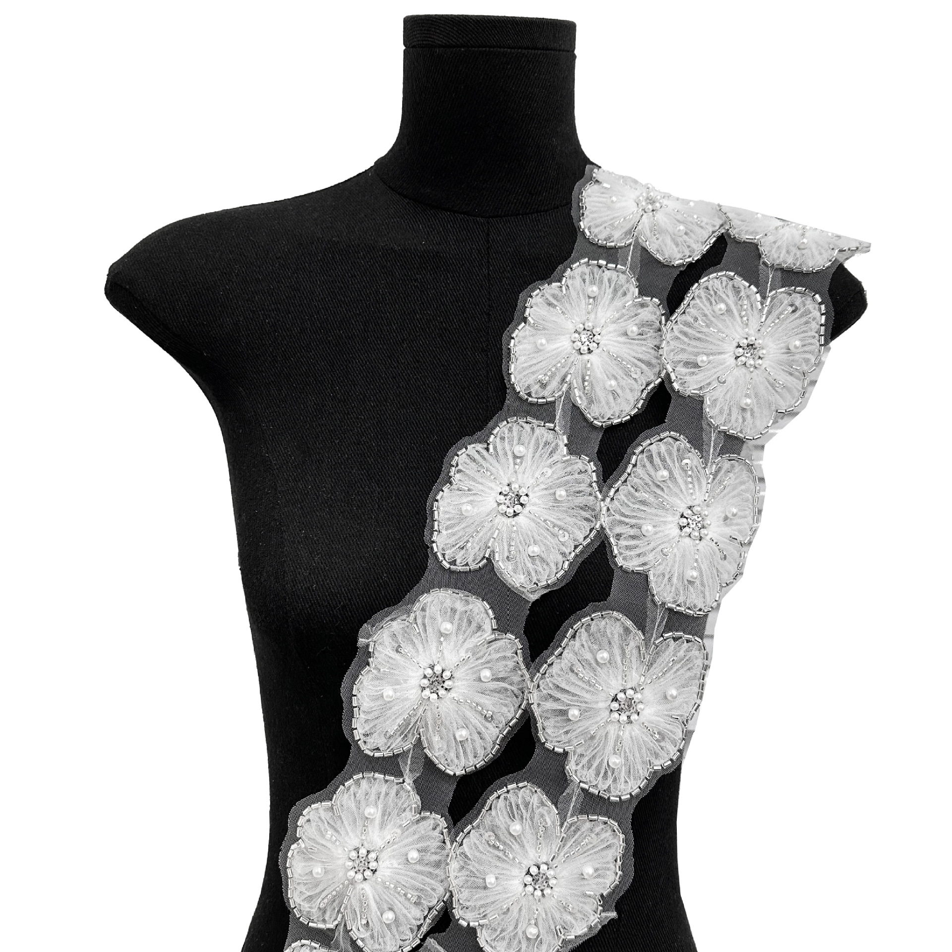 Bordado de computadora flores de encaje colorido código de barras suéter vestido de princesa decoración accesorios de flores