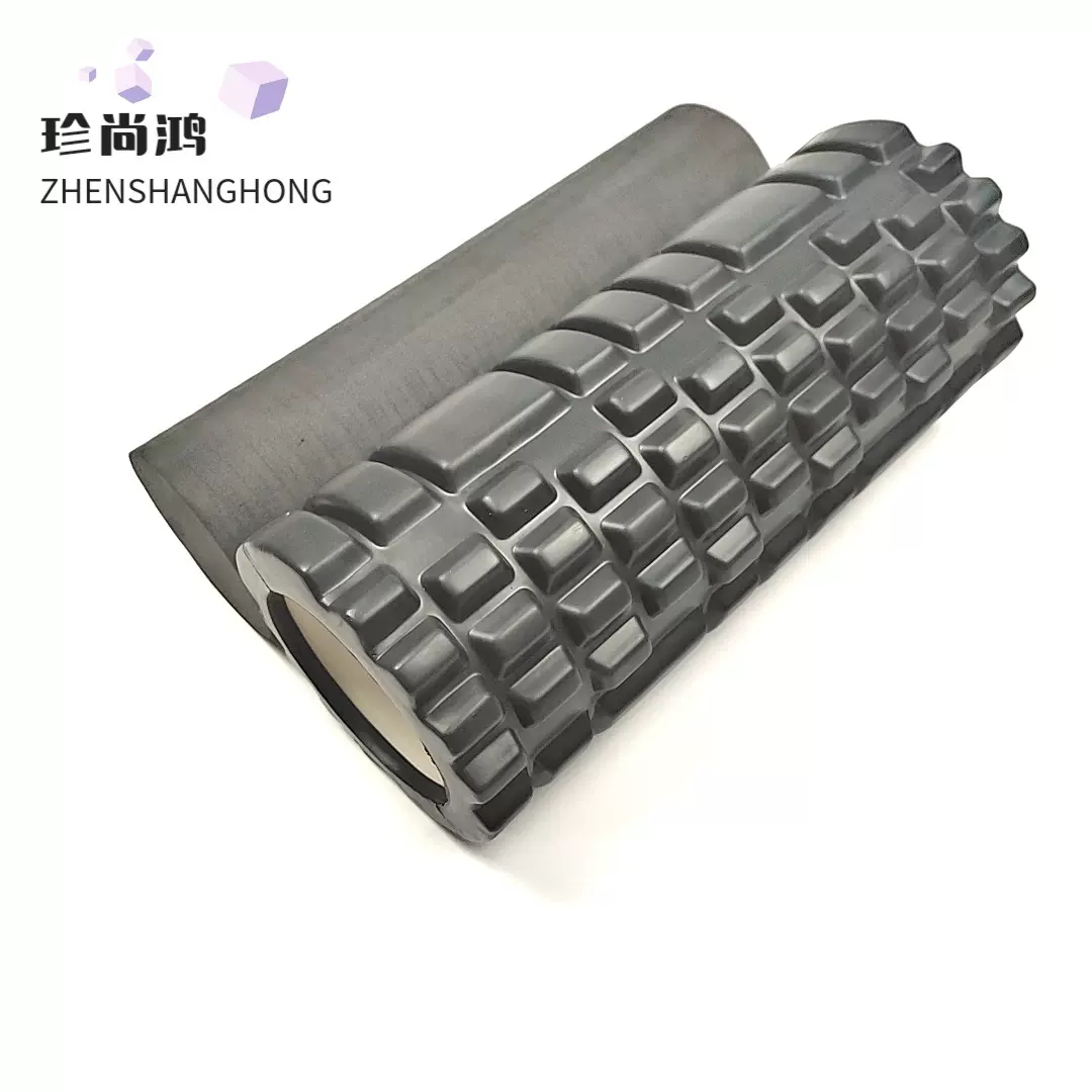 33CM经典实心瑜伽柱套装eva泡沫轴浮点按摩滚轴肌肉健身狼牙棒