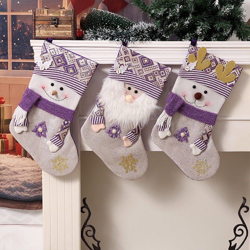 新しいクリスマス装飾紫サンタクロース靴下クリエイティブ装飾靴下ホリデーギフトギフトバッグ|undefined