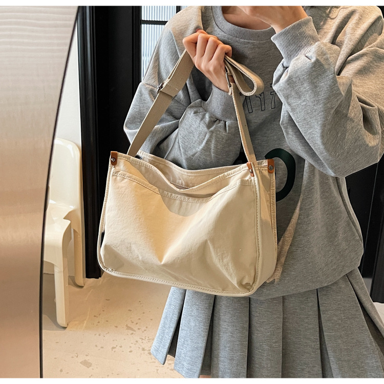 Canvas bag for women, large capacity, new Spring/Summer 2025, simple and versatile, single-shoulder crossbody bag, casual tote bag for school undefined