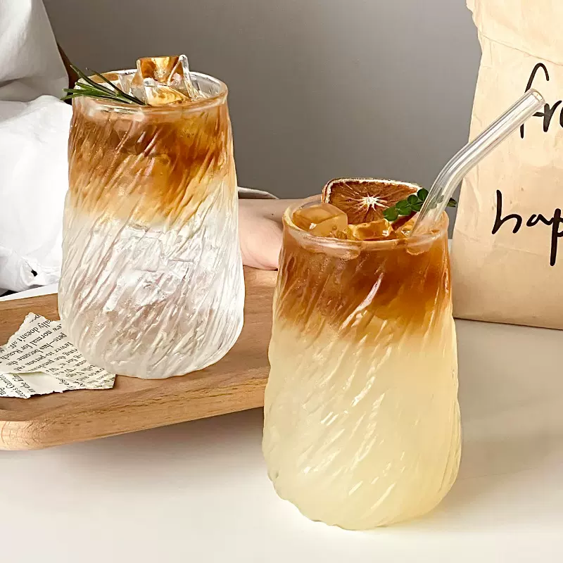 玻璃咖啡杯大容量冰美式拿铁杯透明女高颜值冷饮杯耐热水杯子家用