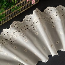 水洗胚色镂空刺绣棉布蕾丝花边16cm宽服装裙边装饰辅料
