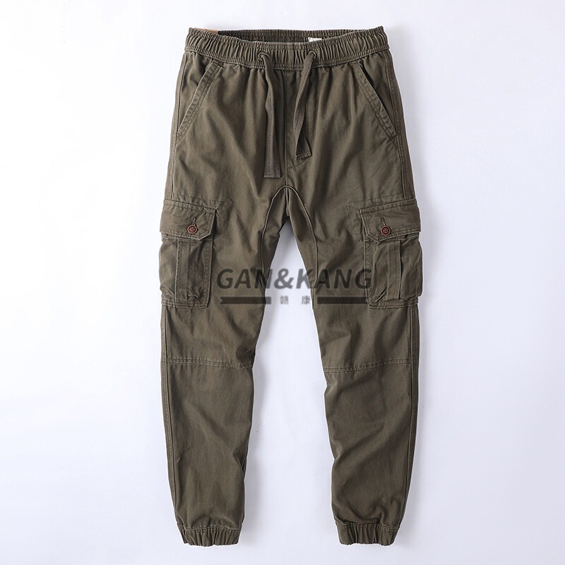 American Retro Men's Camouflage Workwear Casual Sports Large Size Men's Pants Elastic Cotton Washed Long Pants Jogging Loose Fit