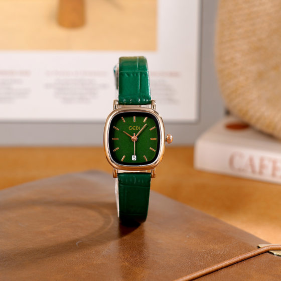 GEDI New Watch Belt Simple Elegant Style Light Luxury Small and Exquisite Women's Square Watch Support for Hair