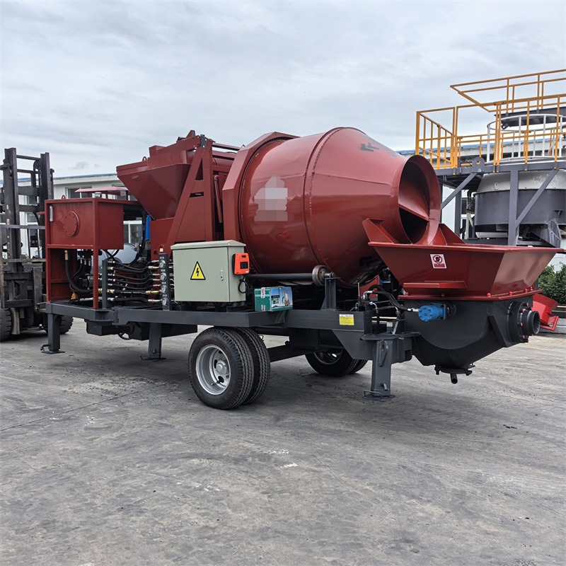 山东爬斗全自动滚筒式JBS500型 齿轮滚筒混凝土搅拌泵送一体机