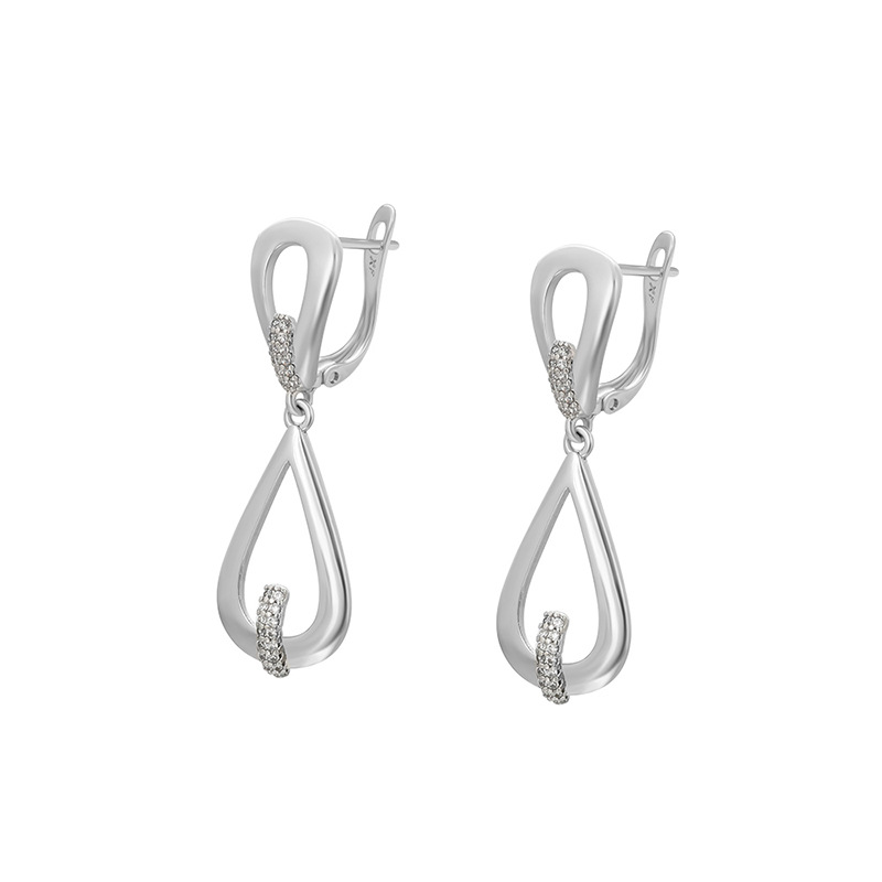 Xuping micro gemas artificiales pendientes geométricos nicho de personalidad transfronteriza europea y americana aleación de cobre chapado en blanco pendientes