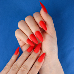 240片盒裝新款純色杏仁水滴肉感磨砂指甲片假指甲 fake nail