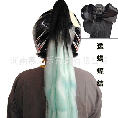 Electric Vehicle Helmet Decoration – Motosiklet dəbilqələri - dark-teal-loose-ponytail-with-bow