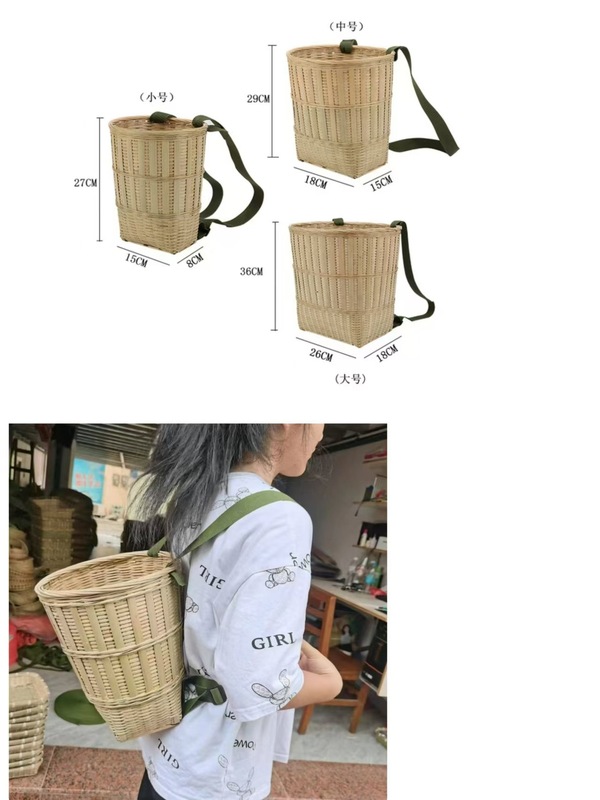 幼儿园小扁担道具孩子表演节目竹筐箩筐儿童竹制玩具游戏扁担|undefined