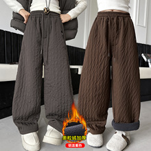 女童加绒裤子秋冬款2025新款儿童冬季一体绒阔腿裤初中生女孩大童