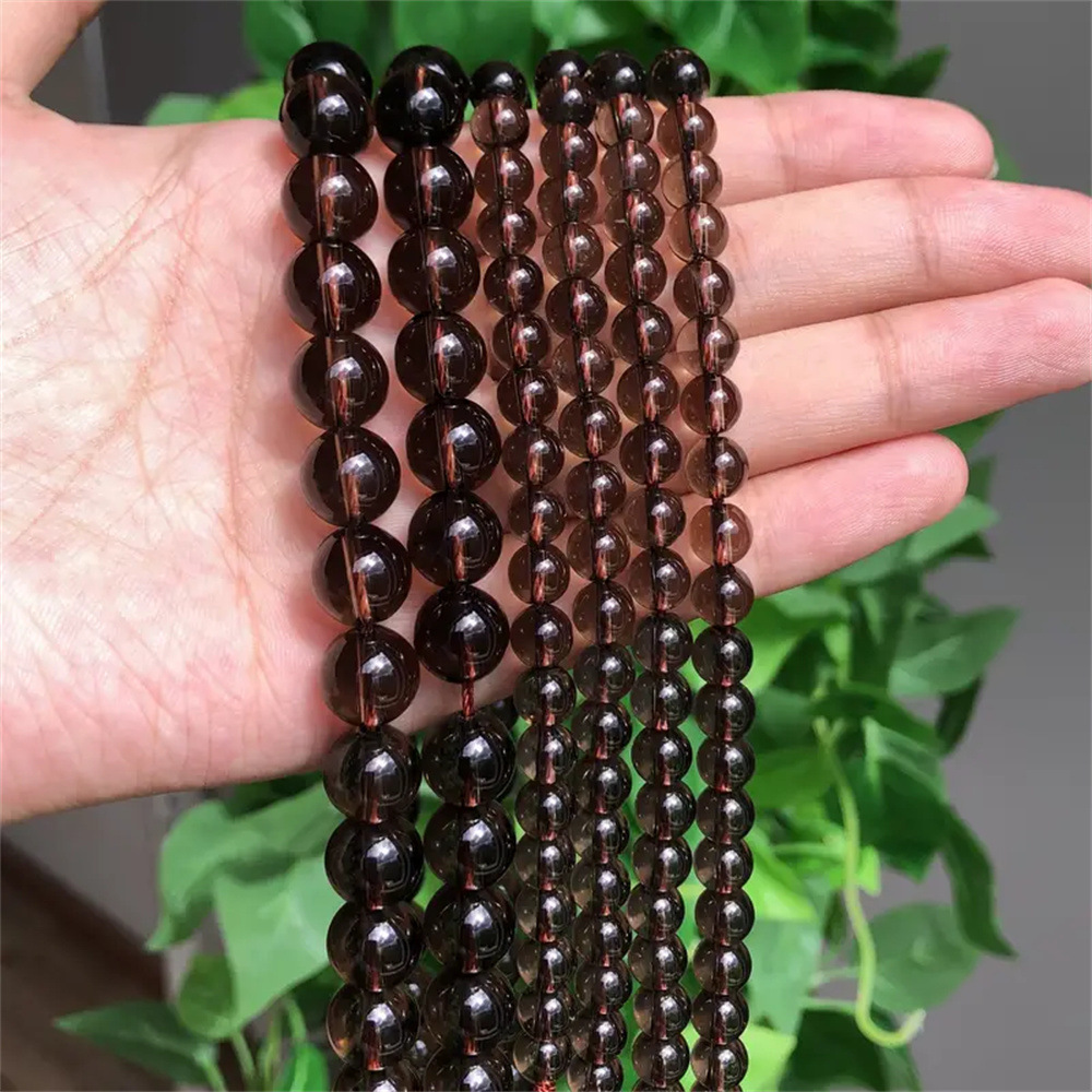 Factory direct supply of natural smoky quartz loose beads, DIY jewelry accessories, smoky quartz and smoky quartz semi-finished products, wholesale.