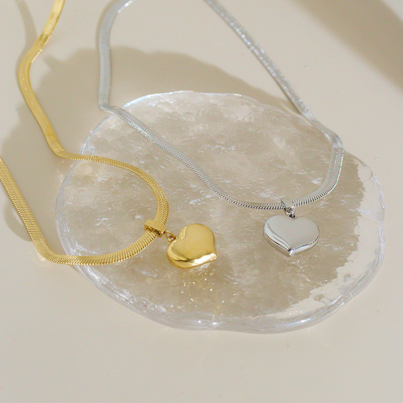 304 Stainless Steel Material Wholesale Jewelry Fashion Heart Shape 304 Stainless Steel 16K Gold Plated White Gold Plated Gold Plated PVD Coated Bracelets Necklace