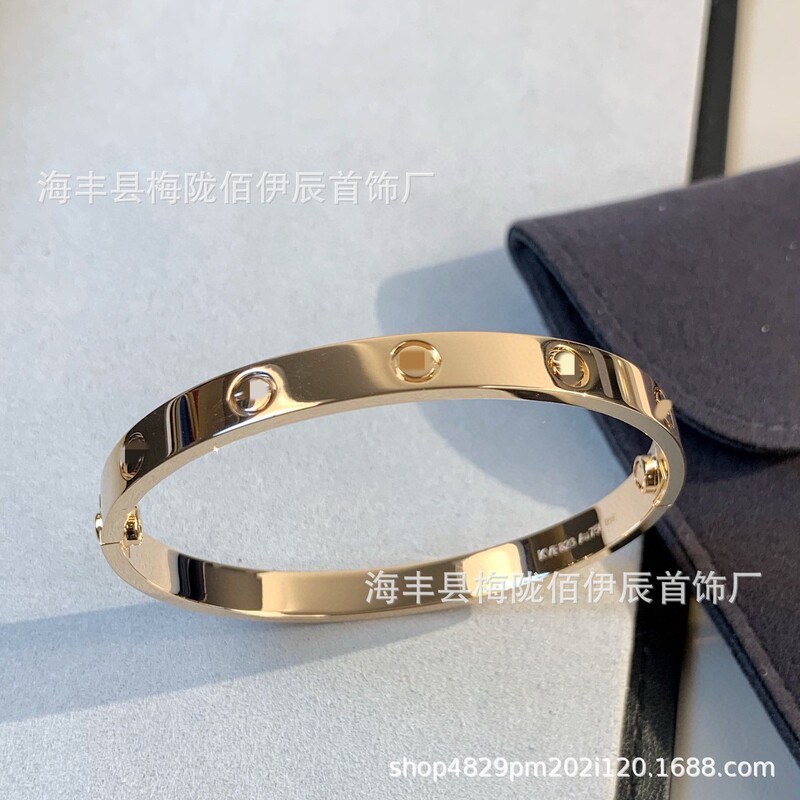 Kajia High-End Classic Fifth-Generation Couple Bracelets, Wide and Narrow Versions, Four Diamonds, Ten Diamonds, Thickly Plated with 18K Rose Gold, Light Luxury, Niche Design
