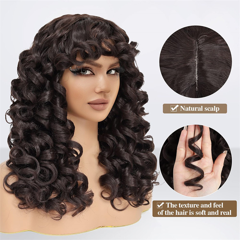 Foreign Trade New Products European and American Small Curls Women's Wigs Chemical Fiber High Temperature Silk Rose Net African Small Curls Headgear Foreign Trade New Products European and American Small Curls Women's Wigs Chemical Fiber High Temperature Silk Rose Net African Small Curls Headgear