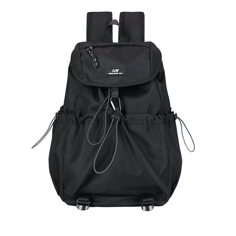 Mochila para estudiantes universitarios para mujer 2024 nueva mochila con cordón de color sólido para viajes de gran capacidad para estudiantes de secundaria