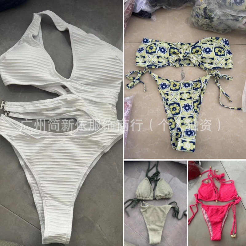 2025 nuevo estilo europeo y americano transfronterizo color sólido sexy sheini triángulo dividido traje de baño bikini fábrica de mujeres al por mayor