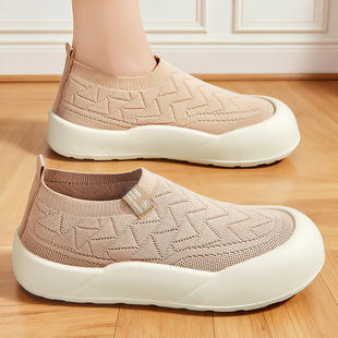 Shoes Women's Shoes All-match Fashion Single-layer Shoes Slip-on Casual Shoes Thick Bottom Soft Surface Polyurethane Comfortable Mother Shoes for Hair