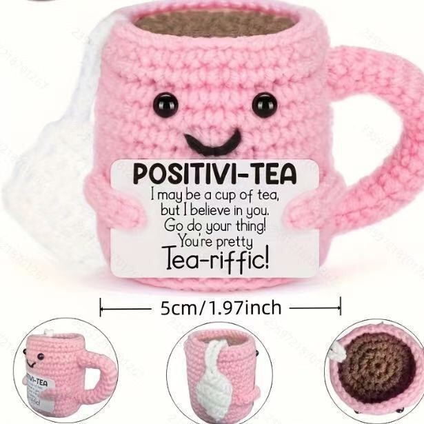 新款可爱毛线玩偶成品手工钩织啤酒杯茶杯咖啡杯正能量摆件|undefined