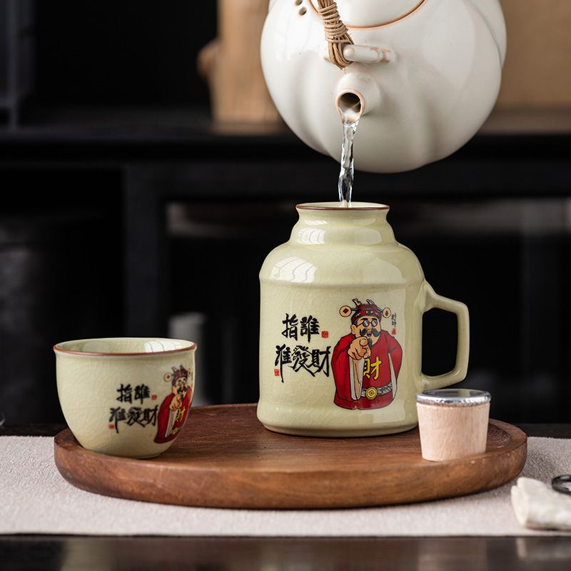 Retro capacious ceramic teapot
