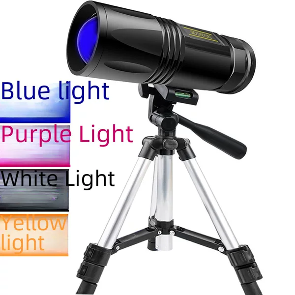 Blue Light Fishing Light Night Fishing Light with Bracket Fishing Gear Rechargeable Headlight Super Bright Alloy Blue Light Hand Strong Light Flashlight