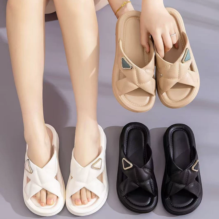 Footing Meijia-Оптовая продажа EVA Домашние тапочки Толстый подошв, сплошной цвет, мода, буксир, простые свежие женские тапочки