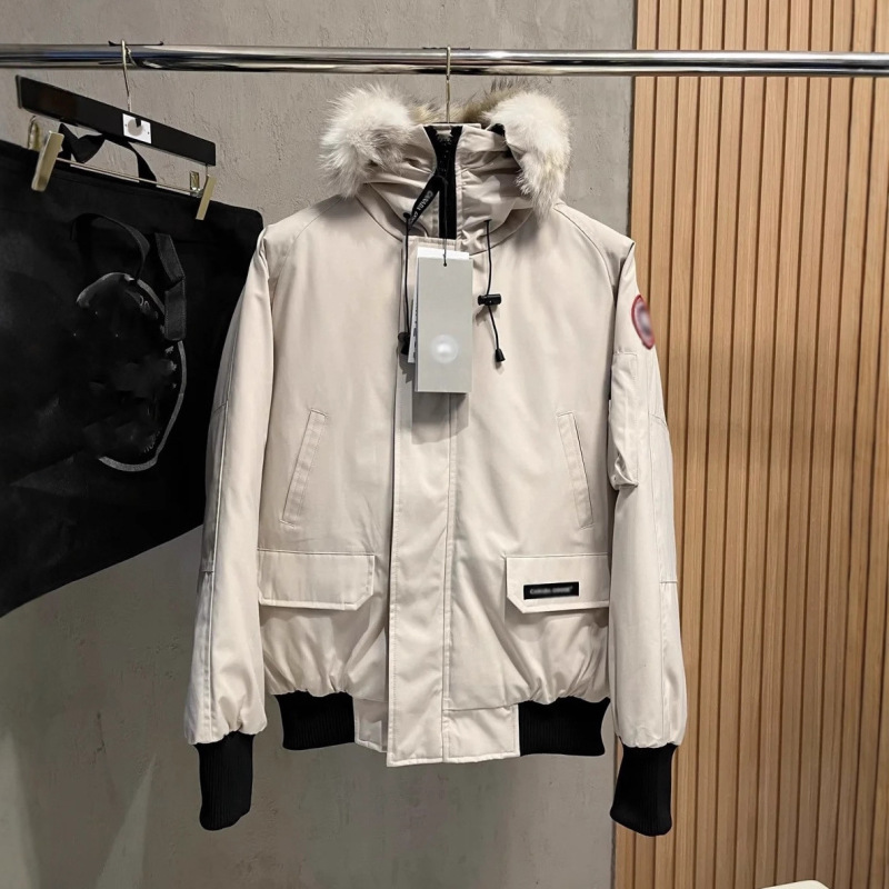 新款大鹅男女同款派克服冬季加厚01飞行夹克高端连帽保暖棉服外套|undefined