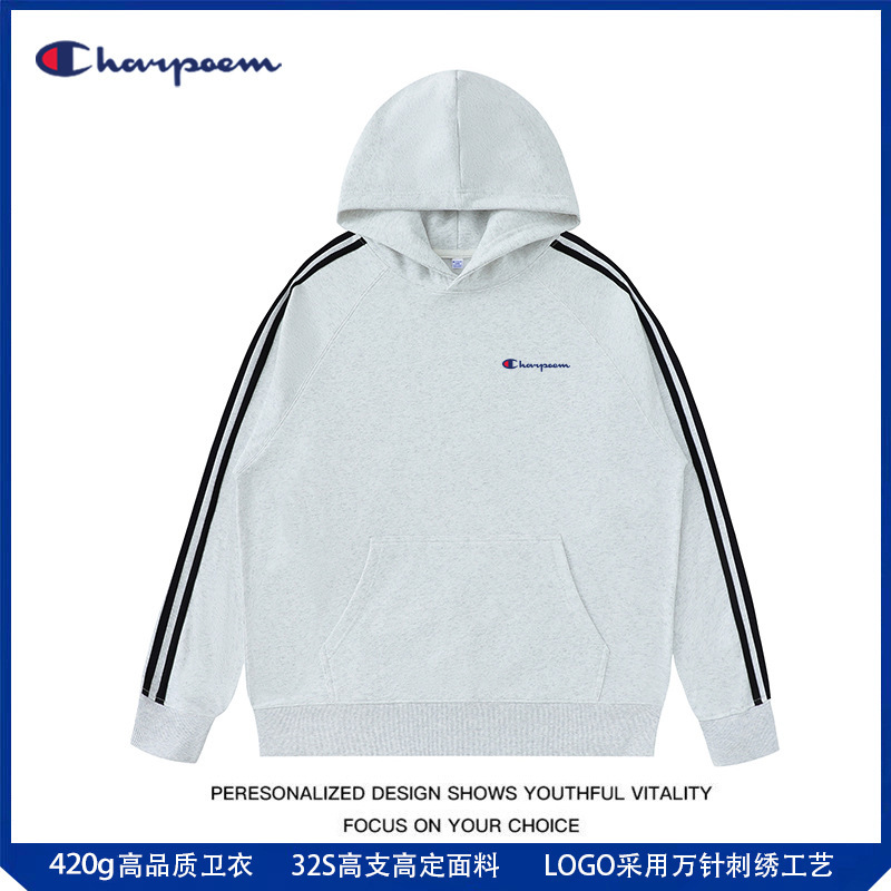 Champion Graffiti 2025 Autumn/Winter New Heavyweight 420g Trendy Brand Couple Sports Loose Hooded Cordless Sweatshirt for Men