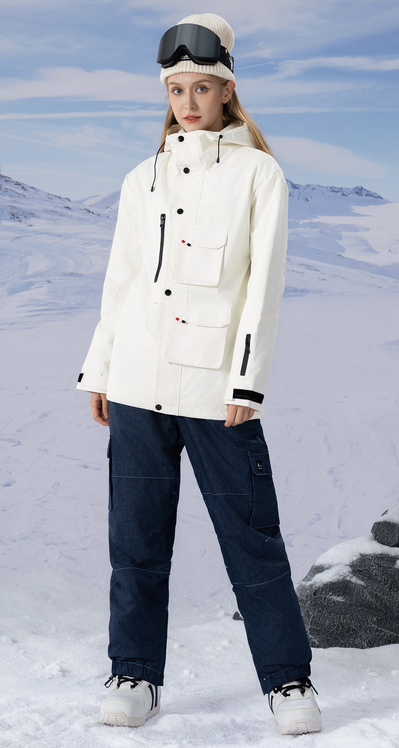 New style workwear ski suit set windproof waterproof warm breathable ski pants men and women same style_voghion.com