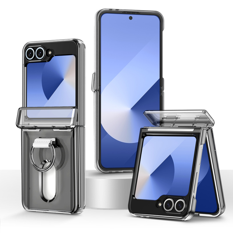 サムスン ZFlip7 透明携帯電話ケース折りたたみ中央軸バックルカードホルダー ZFlip6 落下防止保護ケースに適した国境を越えた|undefined