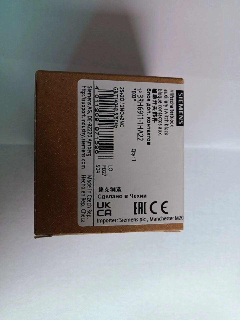 Совершенно новый оригинальный вспомогательный контакт контактора 3RH6911-1HA22