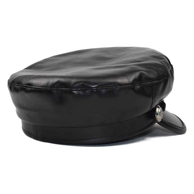 Sombrero de otoño e invierno boina de Otoño e Invierno para mujer PU cuero artístico octogonal sombrero de calabaza sombrero de pintor estilo coreano boina sombrero moda