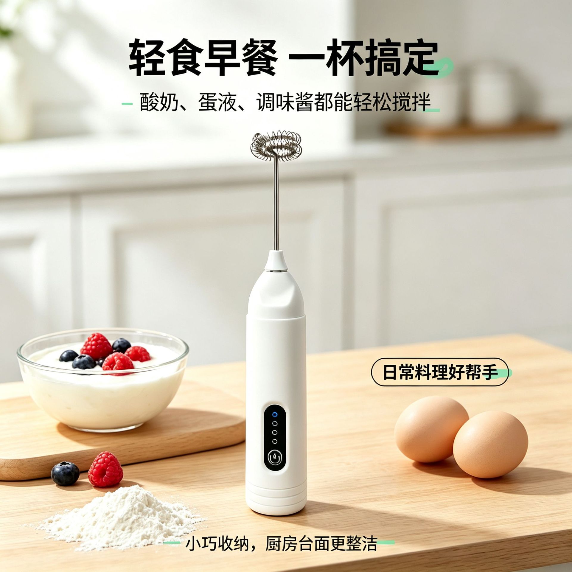 Handheld Milk Frother, Electric Coffee Cream Mixer, Egg Beater, Household Multi-Function Whipper