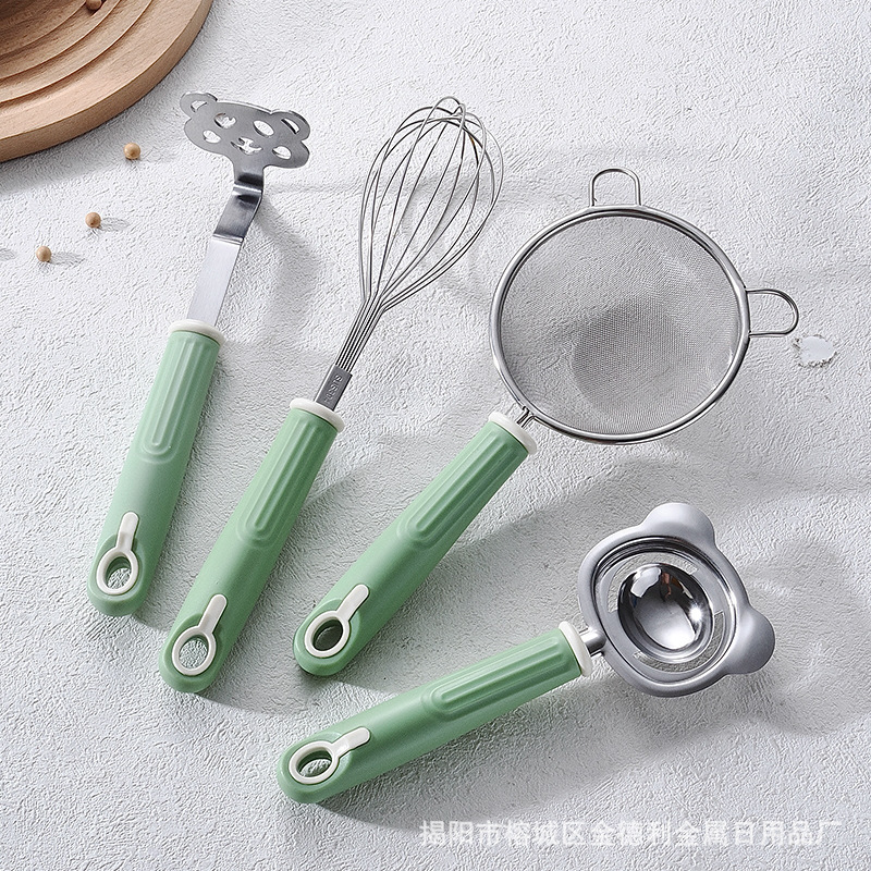 304不锈钢打蛋器手动厨房蛋清分离器烘焙辅食工具套装过滤网漏勺|undefined