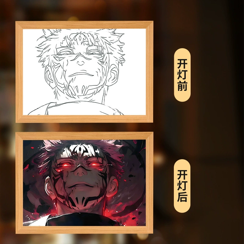 2D световой бокс-ночная лампа, дизайны Jujutsu Kaisen, смена цвета в 3 оттенка, 22×17×4.5 см