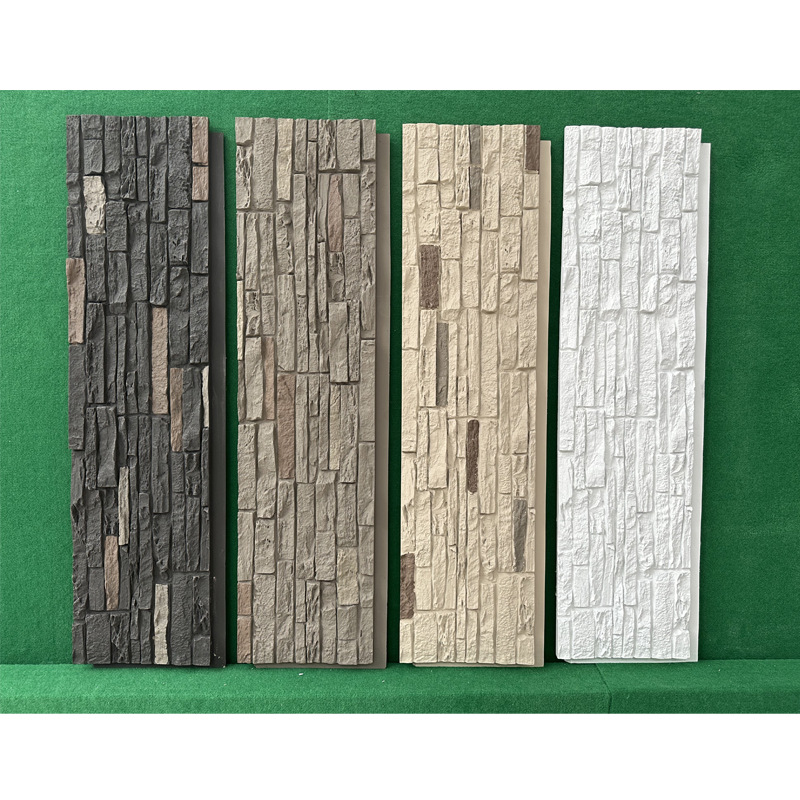 PU pequeña villa de roca patio interior y exterior pared de fondo piedra simulada azulejos de pared exterior tiras de ladrillo cultural ligero roca