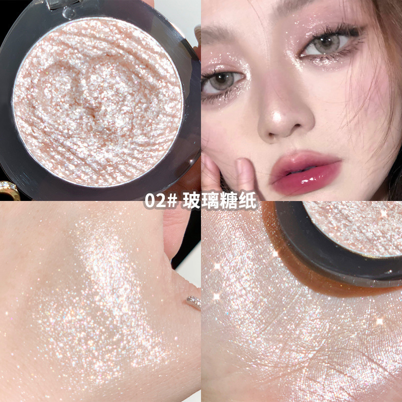 Xixi Luna piscina negro oscuro alto brillo polvo placa puré de patatas textura nacarado roto diamante fino Flash Iluminador mentira gusano de seda monocromo sombra de ojos