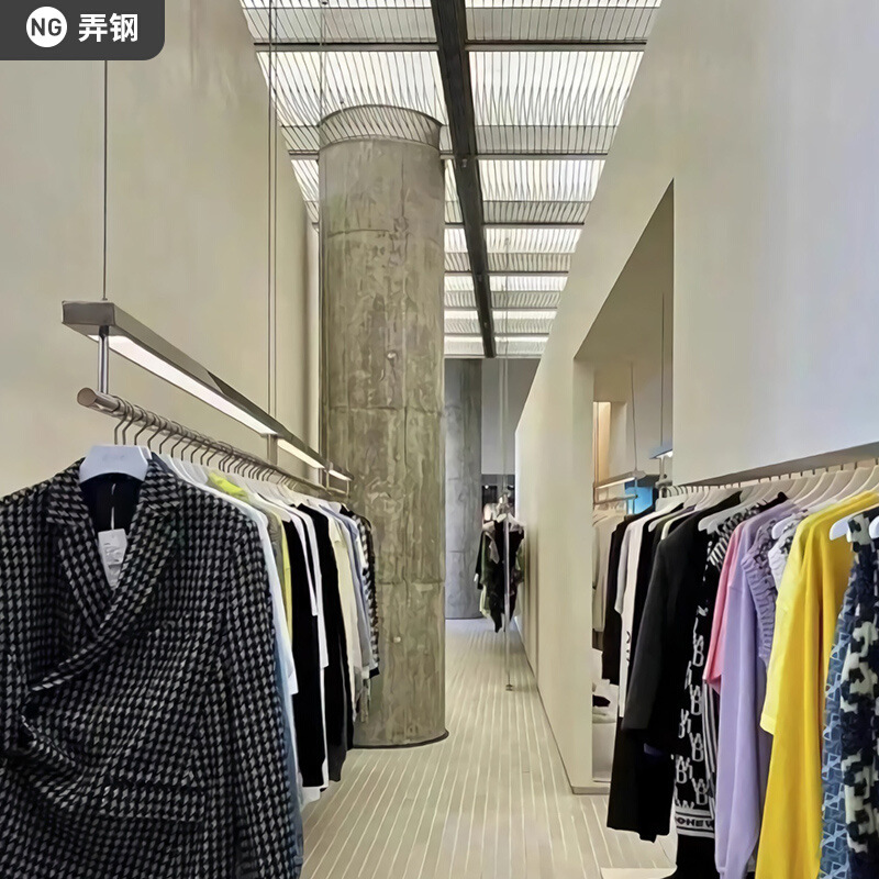 The clothing store display rack suspension shelf hanging clothes…