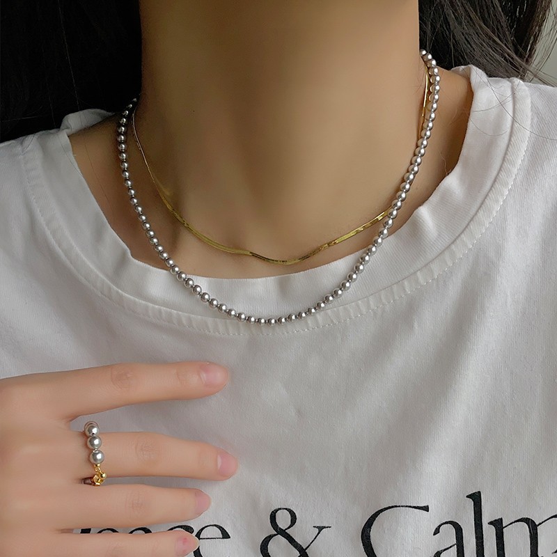 13g Weight Necklace Classification Artificial Pearls Chain Material 1 Piece Quantity Holiday, Daily Occasion 304 Stainless Steel, Artificial Pearl Material Geometric Pattern Women's Gender Beaded Design Elegant, Simple Style Style Elegant Simple Style Geometric 304 Stainless Steel Artificial Pearl Wholesale Necklace 7