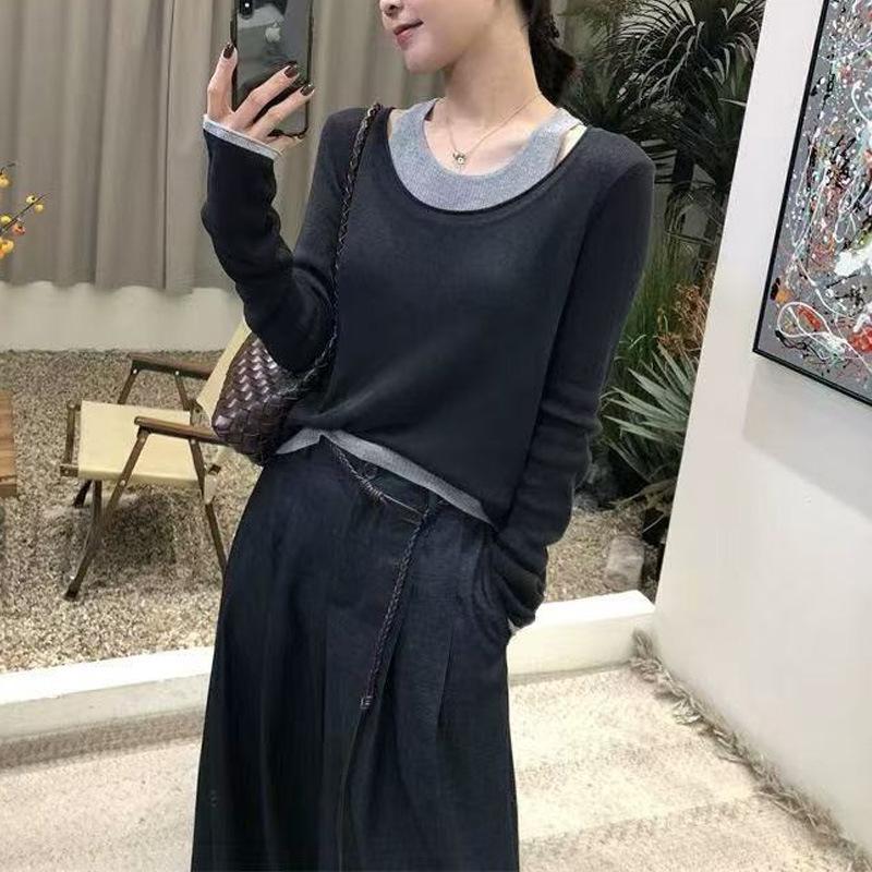 韩系早秋穿搭两件套针织衫女2025新款秋季时尚洋气内搭打底衫上衣|undefined