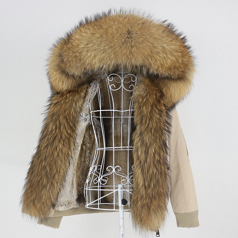 Women's Clothing New Style Parka With Thickened Rabbit Fur Lining Detachable Real Fox Fur Collar Jacket Fur Coat For Women_voghion.com