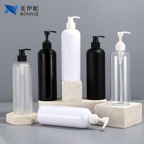 Supply of 500ml transparent shampoo bottle, round shoulder shower gel plastic bottle, beauty daily cosmetics press bottle