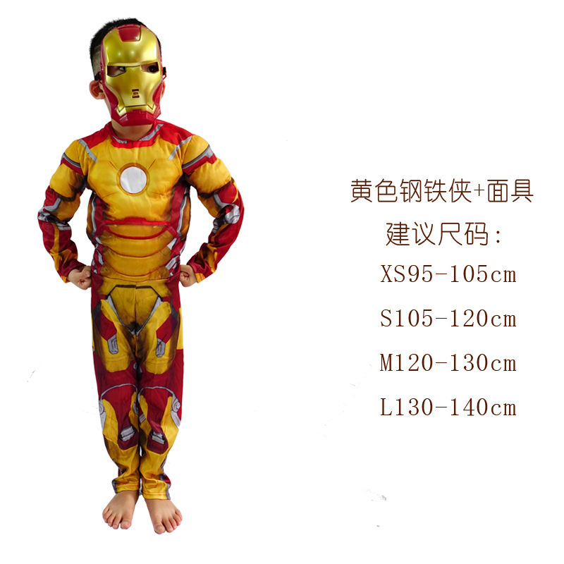 万圣节美国队长钢铁侠绿巨人擎天柱儿童肌肉衣服蜘蛛侠雷神演出服|undefined