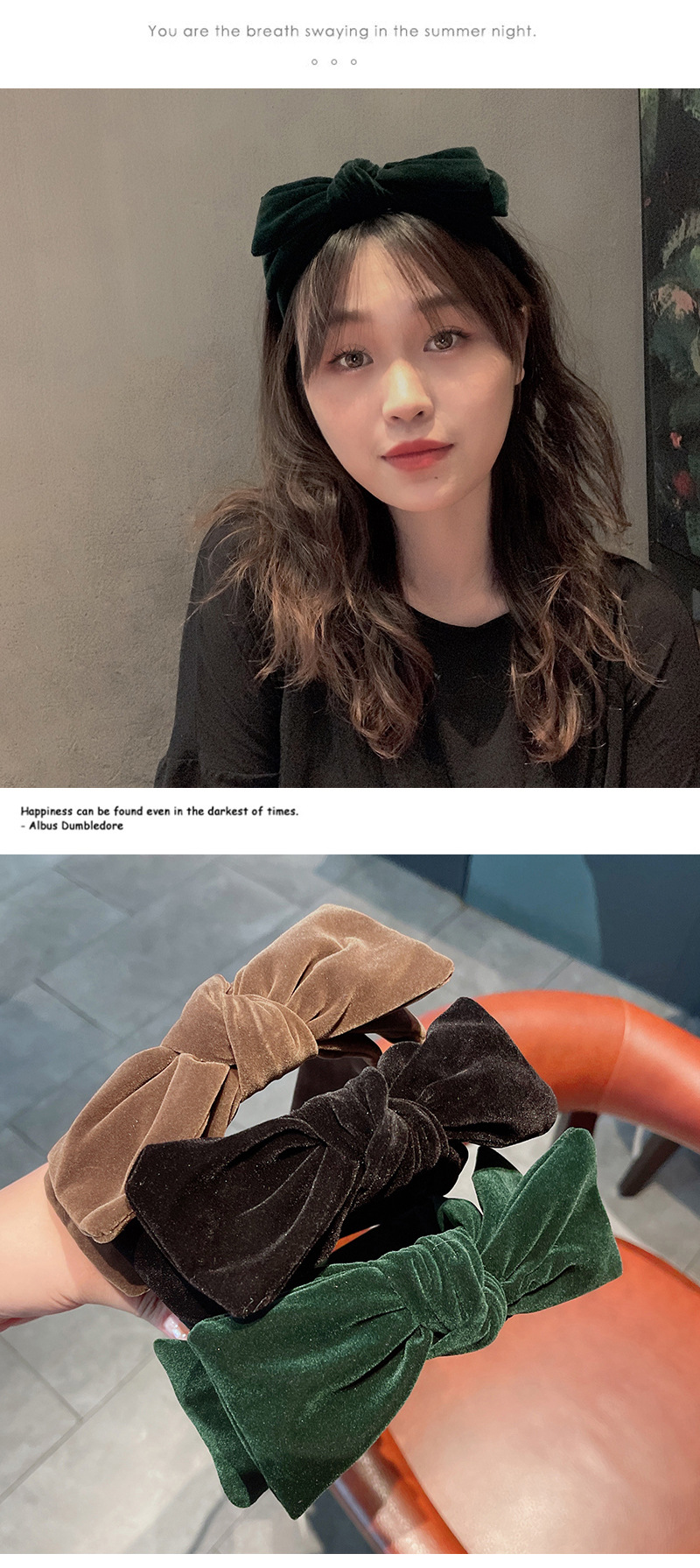 New Korean Hair Accessories Headband Retro Temperament Black Velvet Bow Headband display picture 4
