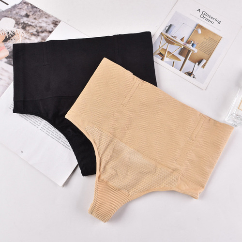 Foreign trade mid-waist tummy control pants with bone body shaping pants with thin straps sexy triangle T-shaped tummy control pants underwear for women anti-roll